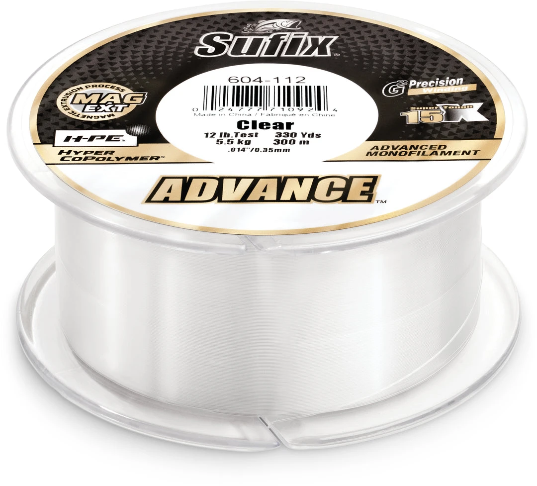 Sufix Advance Clear Monofilament 250-330 Yard Spools 1 Sufix Advance Clear Monofilament 250-330 Yard Spools