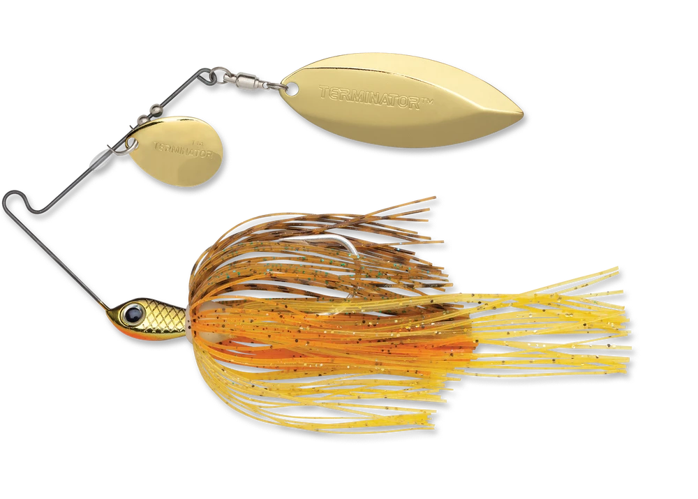 Baits Terminator Stainless Pulse Skirt Spinnerbait Colorado Willow 1/4 Oz. 3 Baits Terminator Stainless Pulse Skirt Spinnerbait Colorado Willow 1/4 Oz.